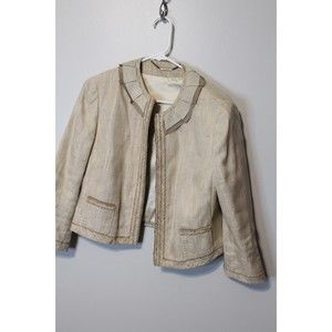 Elie Tahari Tan Cream Silk Blazer Size Large